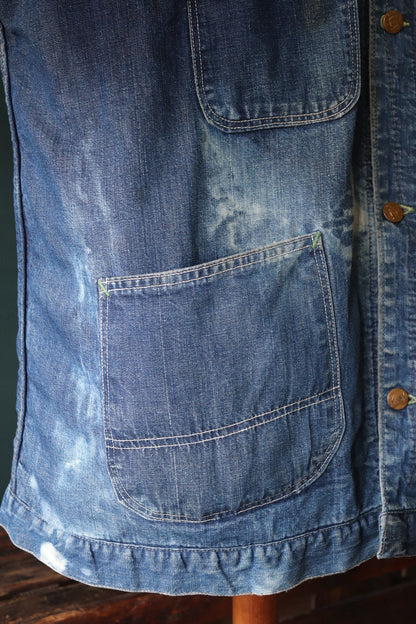 Vintage 1960s 60s 1970s 70s Key Imperial indigo blue denim blanket lined barn chore jacket workwear work chore 48” chest Troy