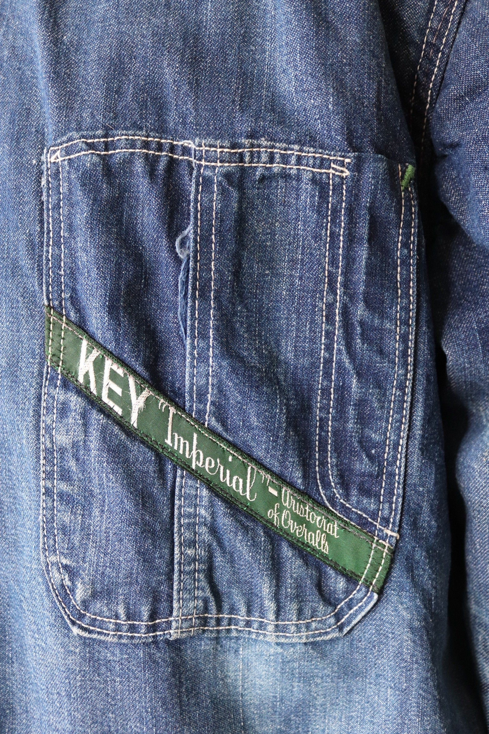 Vintage 1960s 60s 1970s 70s Key Imperial indigo blue denim blanket lined barn chore jacket workwear work chore 48” chest Troy