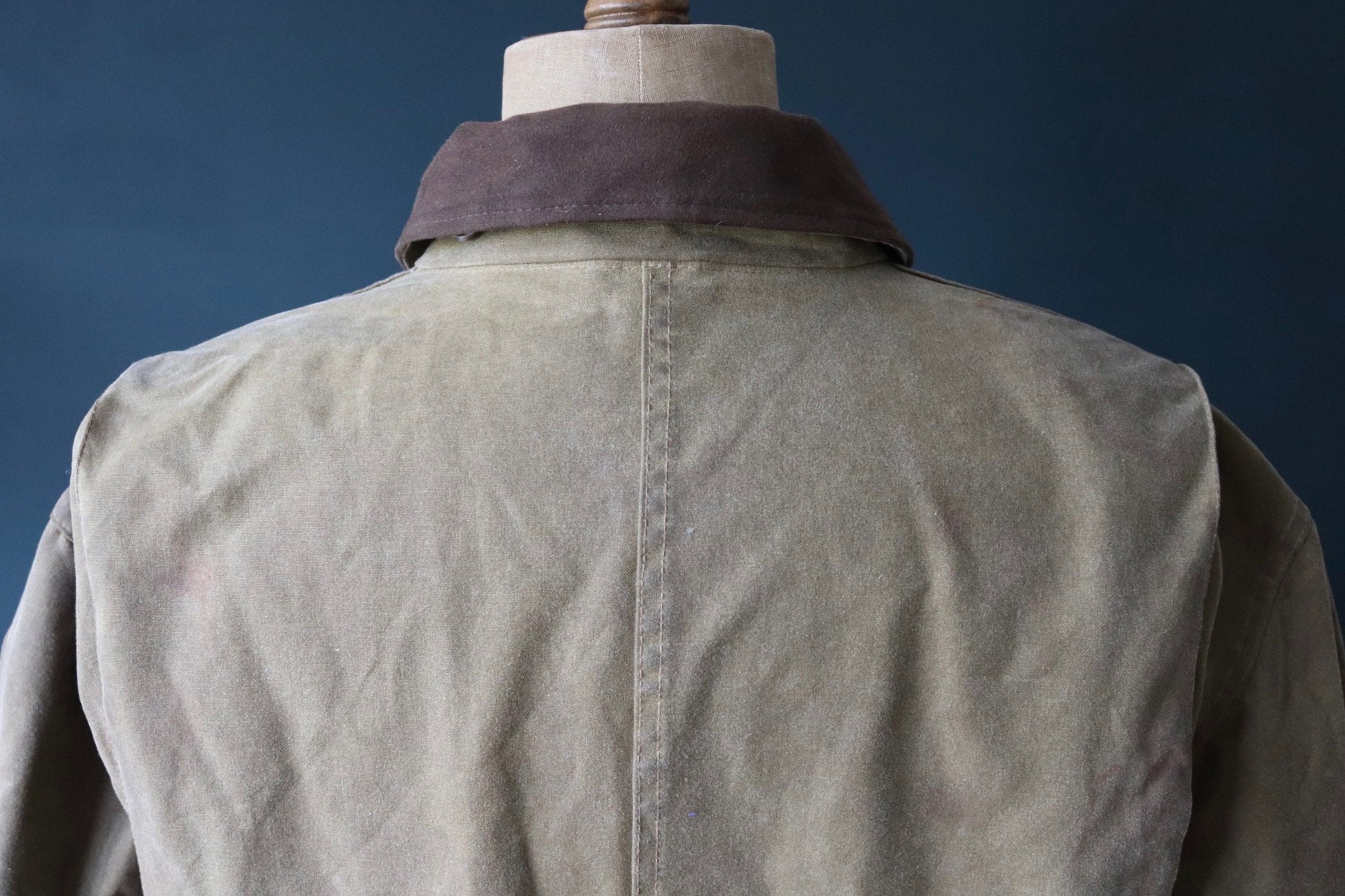 Vintage CC Filson tin cloth waxed jacket 57” chest workwear work chore waterproof made in USA moleskin