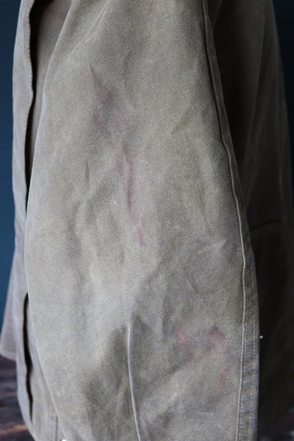 Vintage CC Filson tin cloth waxed jacket 57” chest workwear work chore waterproof made in USA moleskin