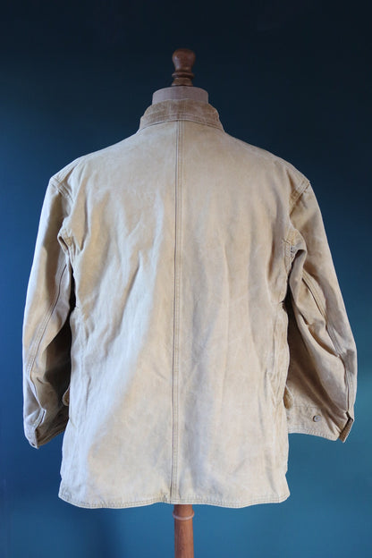 Vintage 1920s 20s 1930s 30s tin cloth duck cotton canvas hunting shooting jacket 48” chest Red Head American workwear work chore