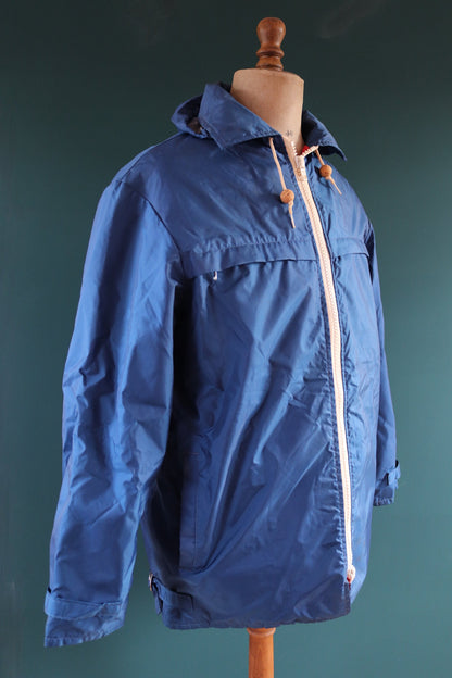 Vintage 1970s 70s 1980s 80s Commodore navy blue sailing sailor floatation waterproof anorak jacket 46” chest