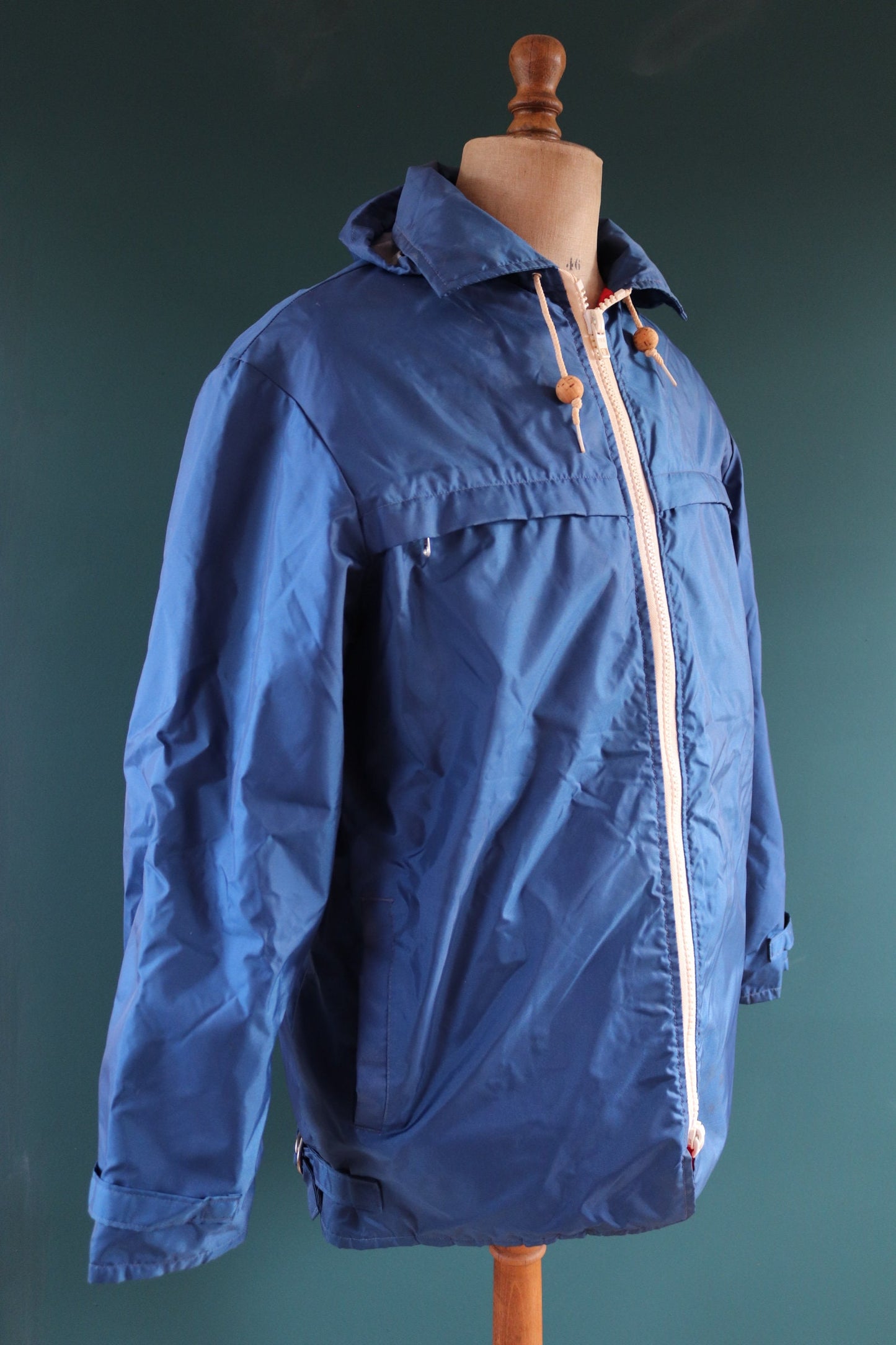 Vintage 1970s 80s sailing anorak - waterproof flotation jacket - navy blue sailor - 46” chest