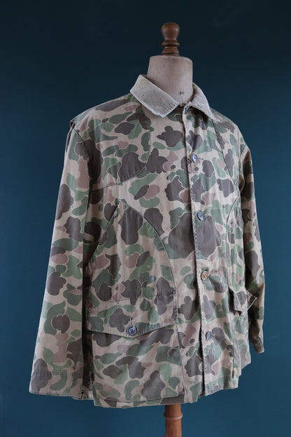 Vintage Eddie Bauer camo forest woodland American hunting jacket duck cotton 54" chest