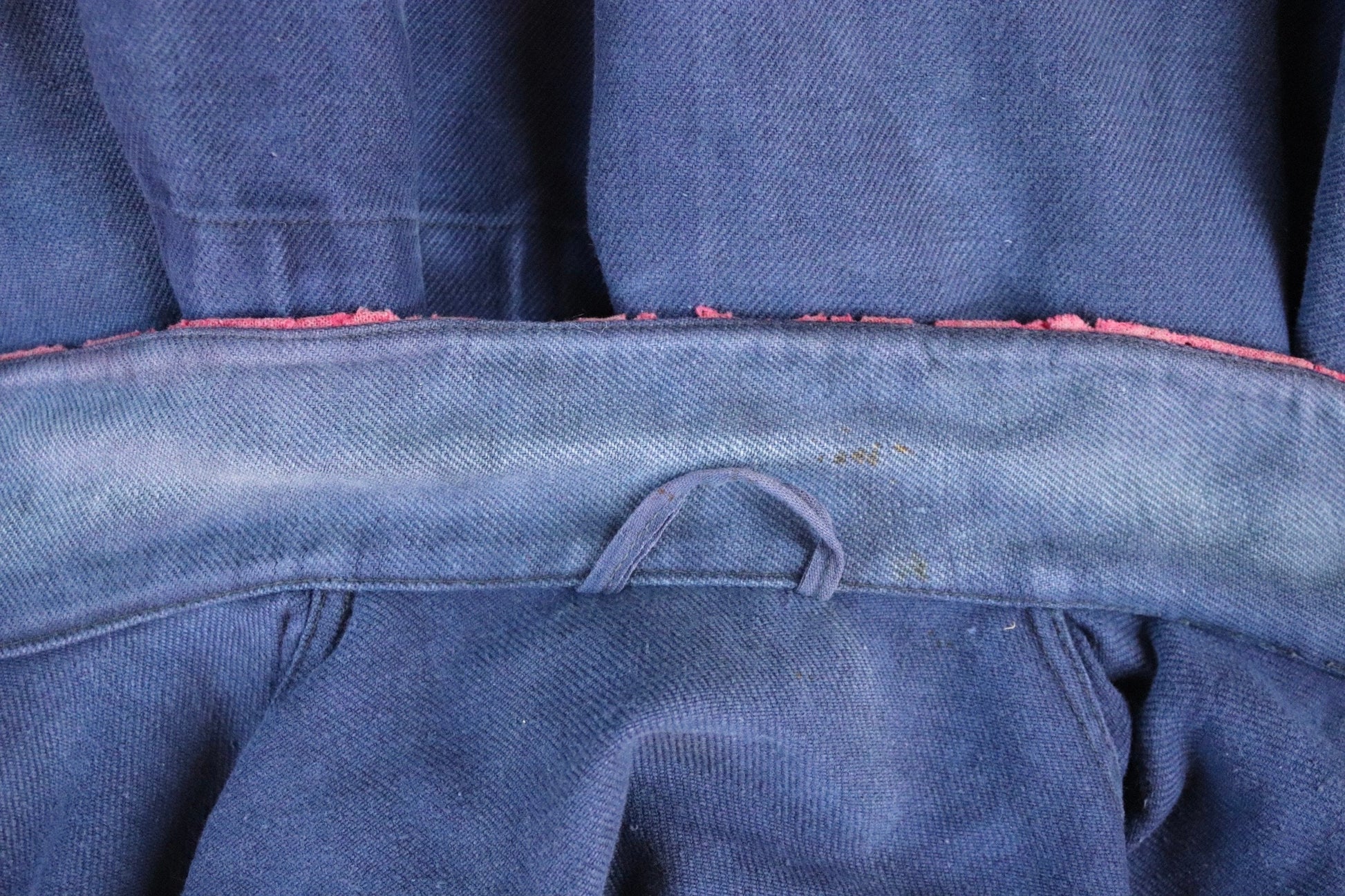 Vintage 1930s workwear jacket - Swiss firefighter - blue cotton twill chore - 47” chest - faded bleu de travail