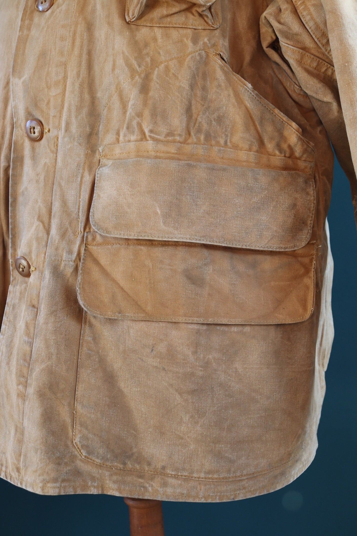 Vintage 1940s 40s Red Head tin cloth duck cotton canvas hunting shooting jacket 49” chest Red Head American workwear work chore