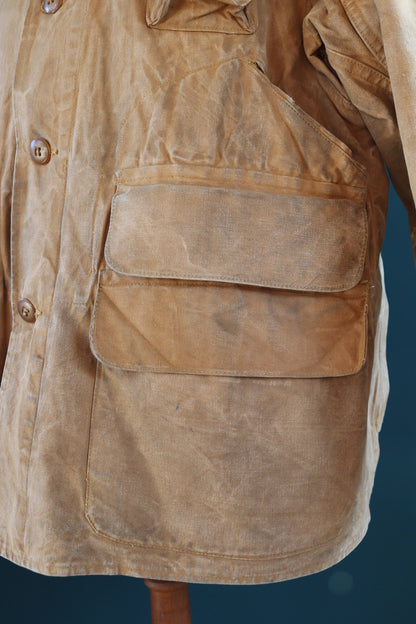 Vintage 1940s 40s Red Head tin cloth duck cotton canvas hunting shooting jacket 49” chest Red Head American workwear work chore