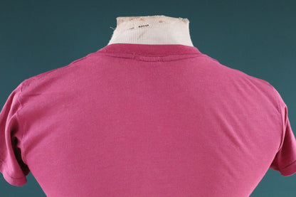 Vintage 1970s 70s 1980s 80s 50/50 plain pink maroon red burgundy t shirt 34” chest