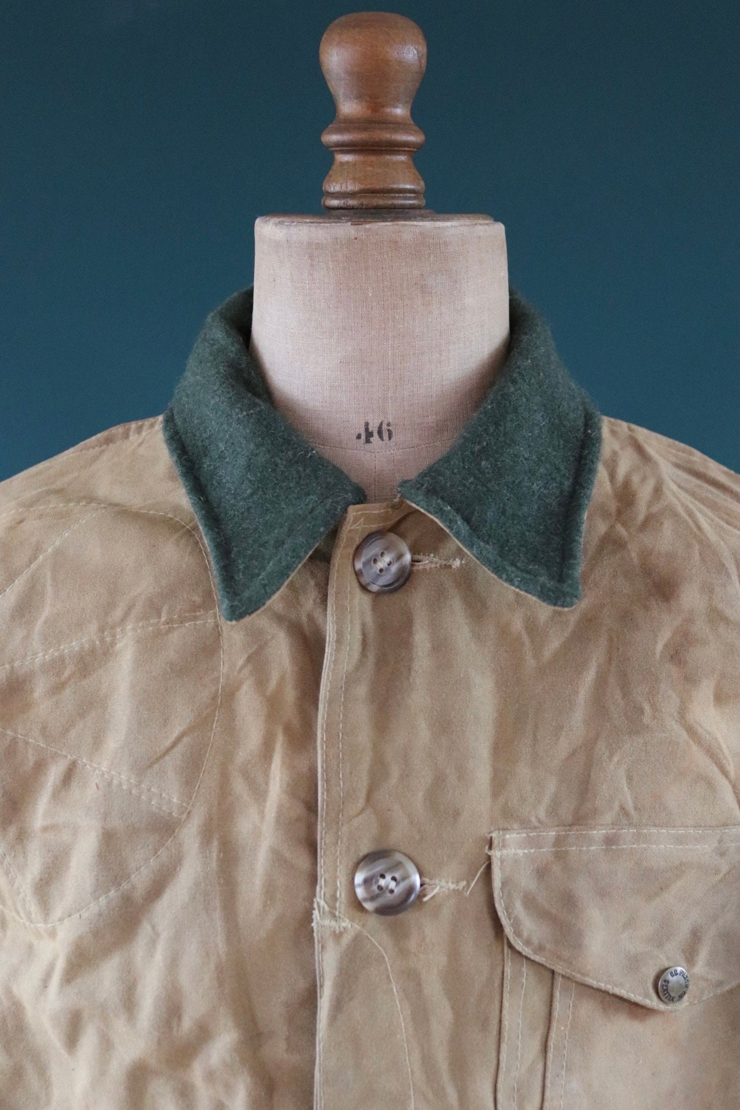 Vintage CC Filson tin cloth cotton canvas cruiser jacket 51” chest workwear work chore waterproof hunting