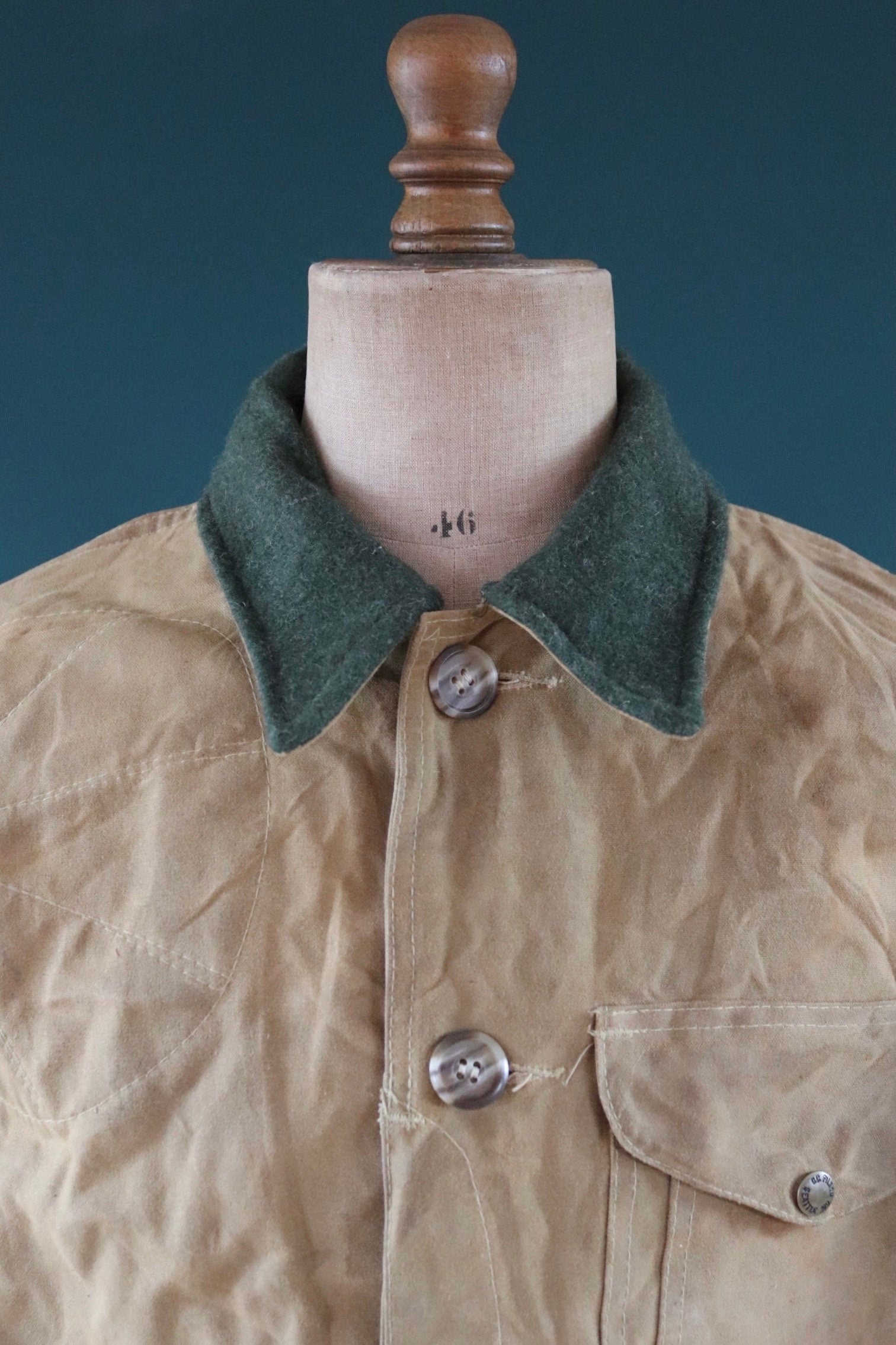 Vintage CC Filson tin cloth cotton canvas cruiser jacket 51” chest workwear work chore waterproof hunting