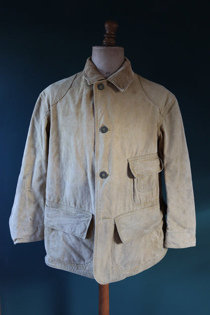 Vintage 1920s 30s hunting jacket - American workwear - tin cloth duck cotton canvas - 48” chest - Red Head