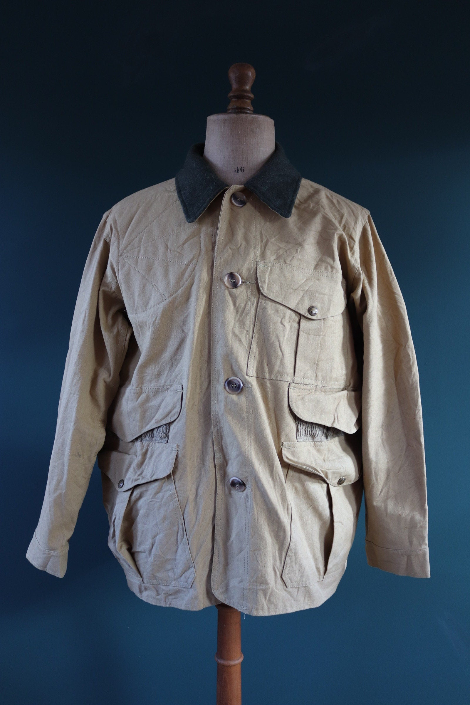 Vintage CC Filson tin cloth cotton canvas cruiser jacket 49” chest workwear work chore waterproof hunting