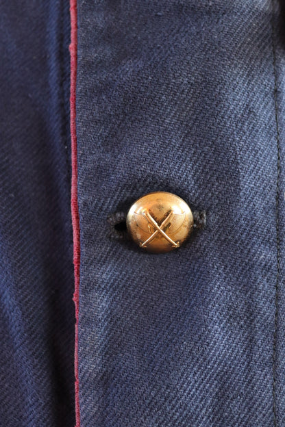 Vintage 1930s workwear jacket - Swiss firefighter - blue cotton twill chore - 47” chest - faded bleu de travail