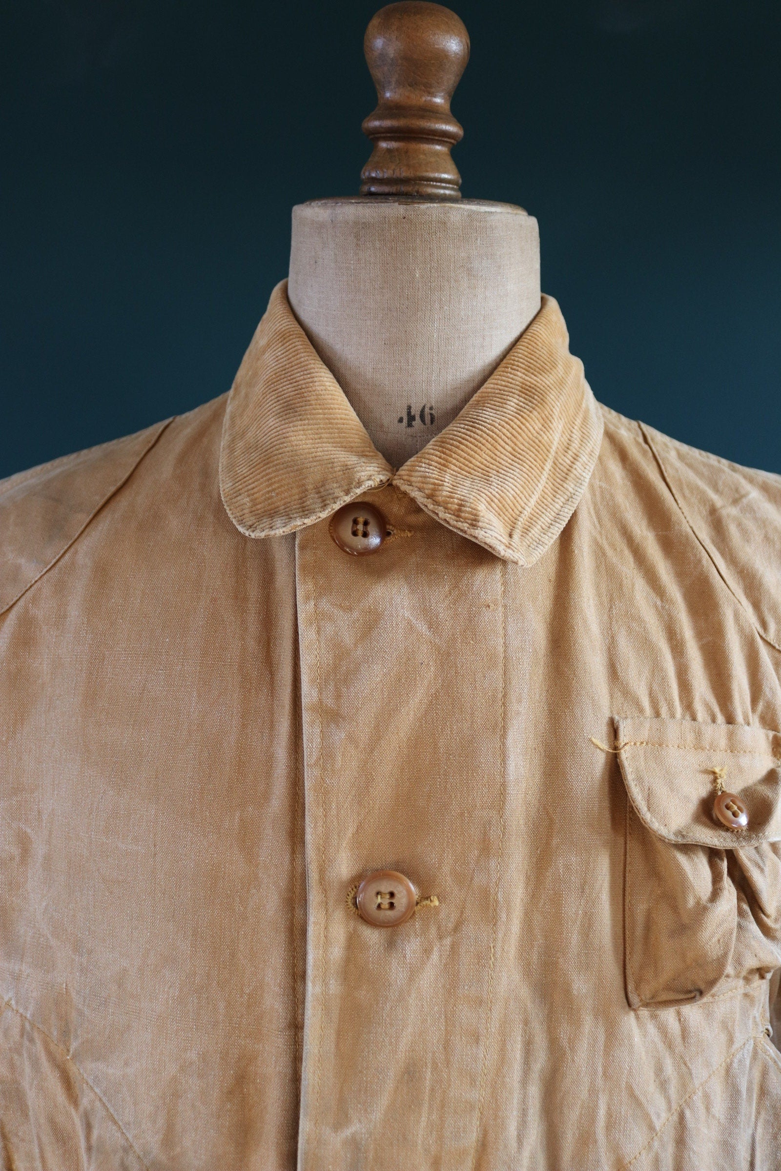 Vintage 1940s 40s Red Head tin cloth duck cotton canvas hunting shooting jacket 49” chest Red Head American workwear work chore