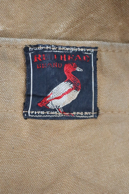 Vintage 1930s 30s tin cloth duck cotton canvas hunting shooting jacket 45” chest Red Head American workwear work chore