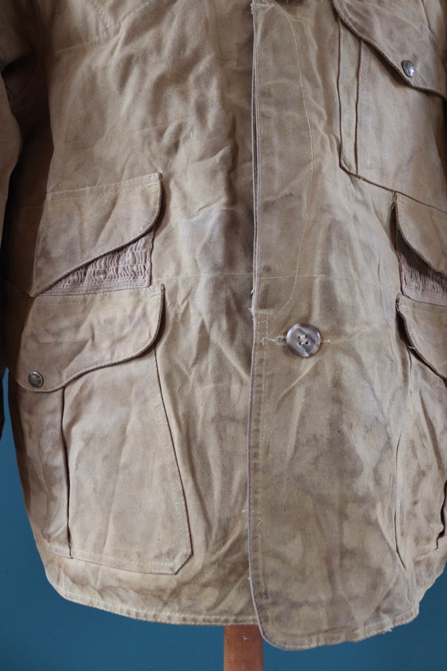 Vintage CC Filson tin cloth cotton canvas cruiser jacket 51” chest workwear work chore waterproof hunting