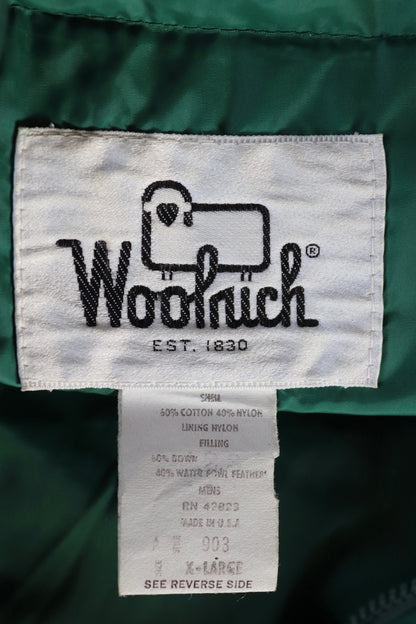 Vintage 1980s down vest - green puffer gilet - Woolrich feather waistcoat - insulated windbreaker for winter - 52" chest