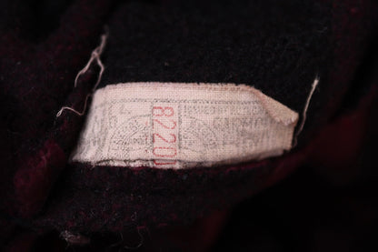 Vintage 1950s 50s Black Bear burgundy red black wool buffalo plaid checked mackinaw cruiser shirt jacket 47” chest Union Made CPO Filson
