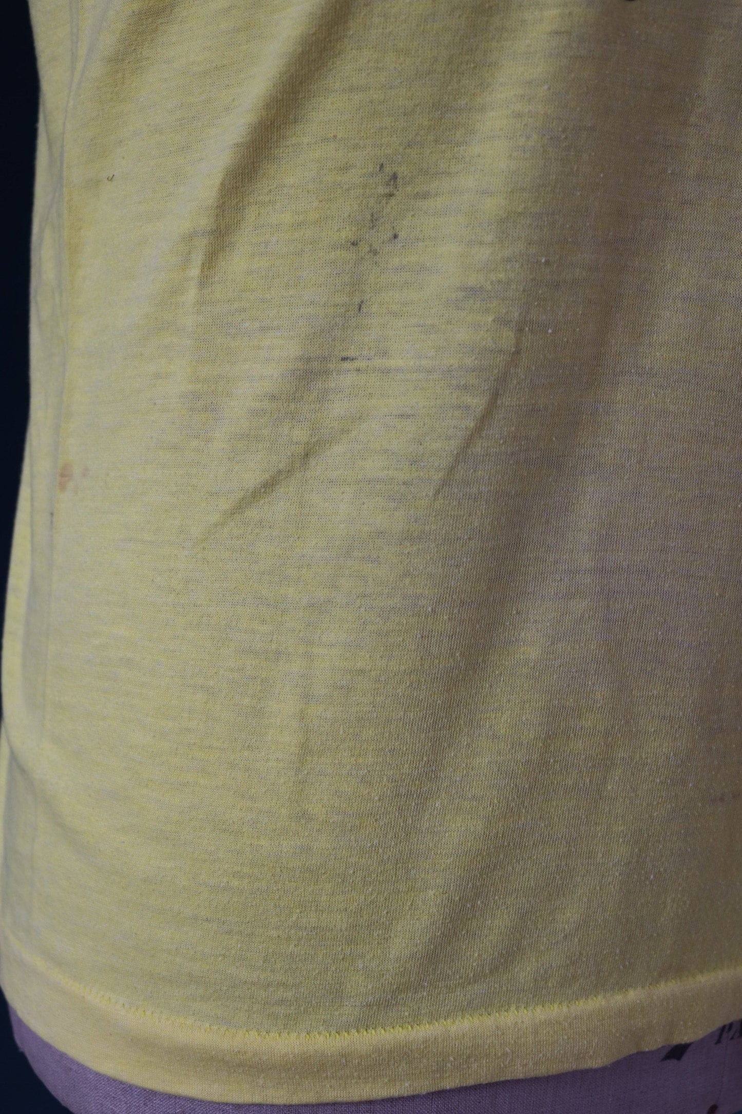 Vintage 1980s 80s yellow 50/50 Screen Stars Sand Bar beach tourist print sports sportswear t shirt 42” chest