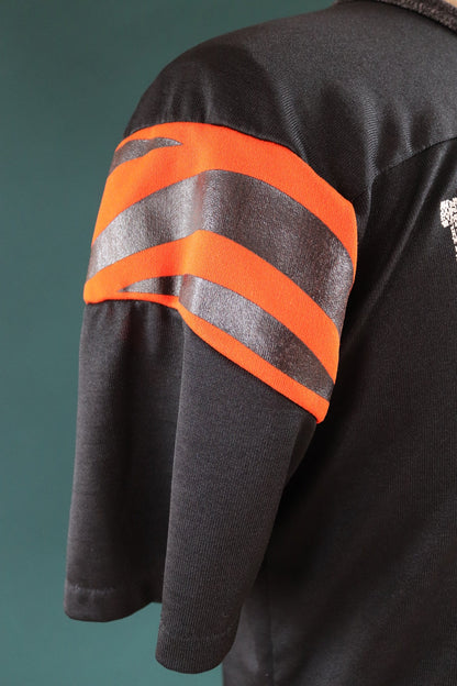 Vintage 1980s 80s Cincinnati Bengals American football black orange tiger stripe nylon durene shirt sports sportswear 41” chest NFL