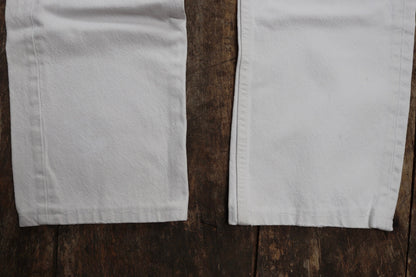 Vintage 1990s white denim Levis 501 jeans - Levi Strauss red tab - small e - 29” x 28” - made in France