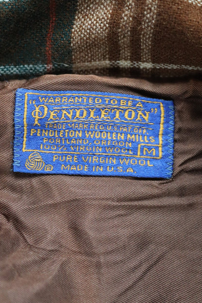 Vintage Pendleton wool 49er Topster jacket shirt brown green tartan plaid checked surf Ivy League style mod 46” chest