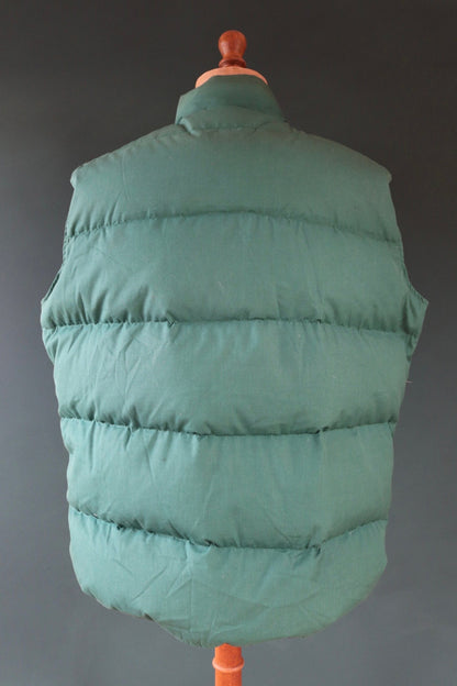Vintage 1980s down vest - green puffer gilet - Woolrich feather waistcoat - insulated windbreaker for winter - 52" chest