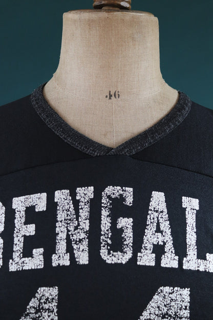 Vintage 1980s 80s Cincinnati Bengals American football black orange tiger stripe nylon durene shirt sports sportswear 41” chest NFL