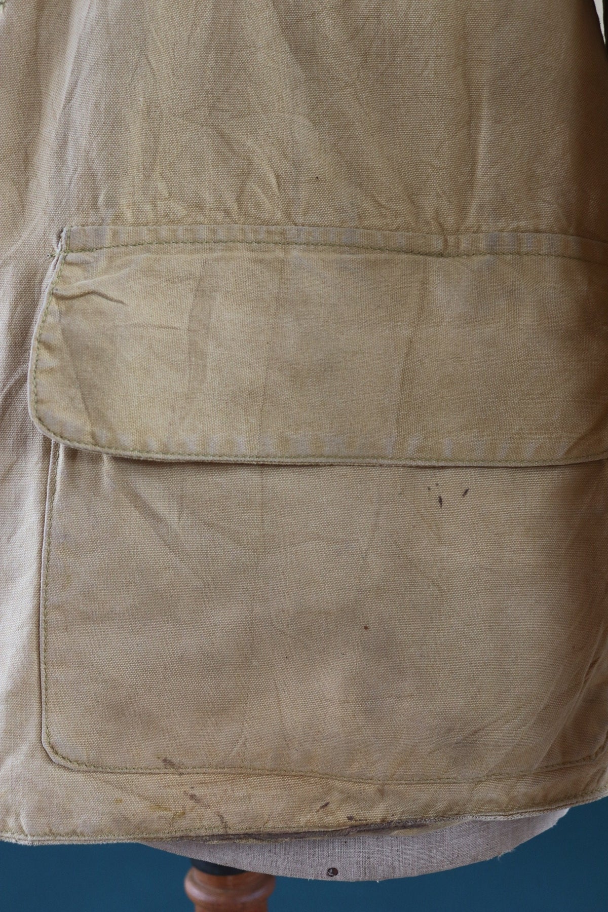 Vintage 1950s hunting jacket - 1960s American workwear - tan brown duck cotton canvas - 47” chest