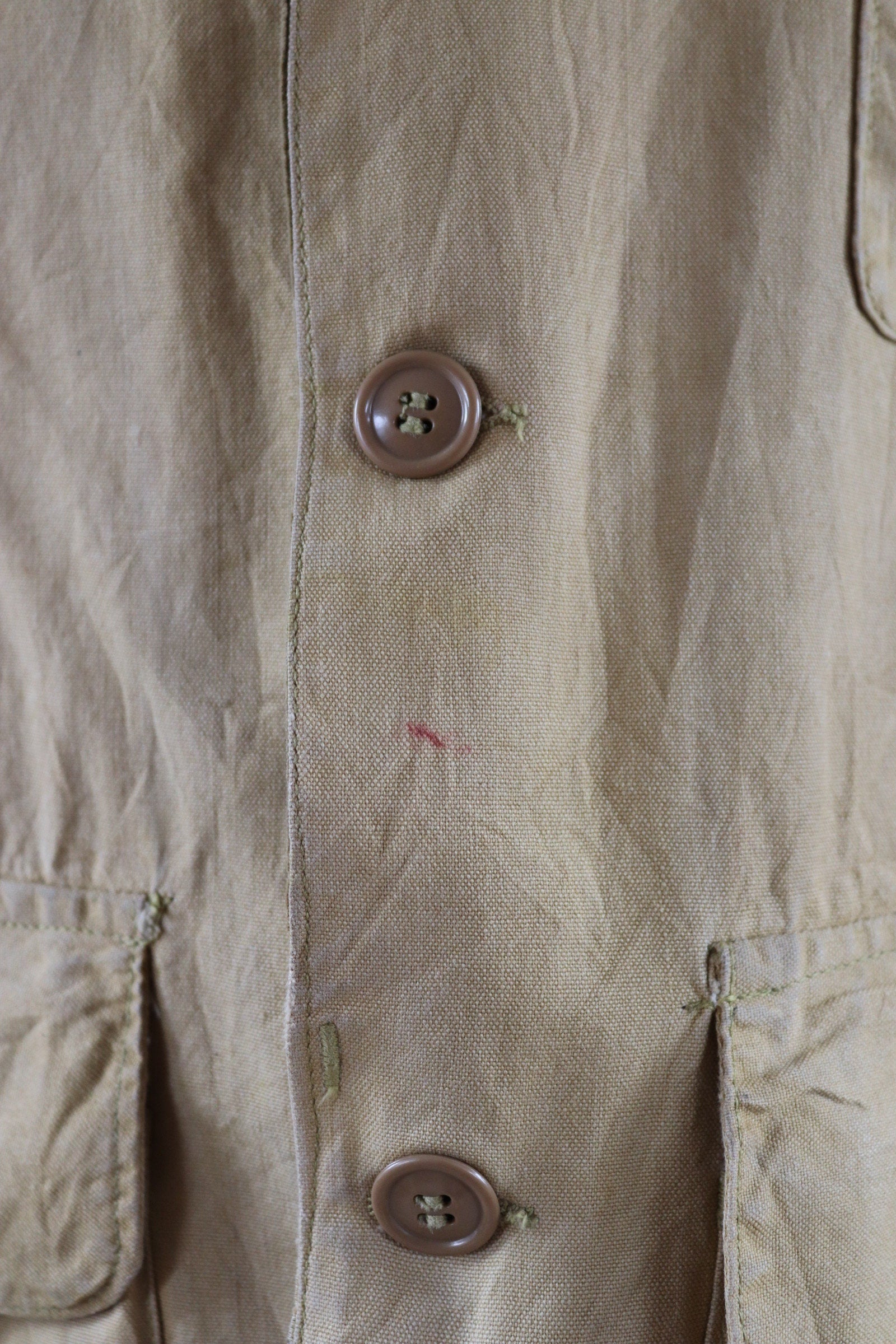 Vintage 1950s 50s 1960s 60s American Field Hettrick tan brown duck cotton canvas jacket hunting shooting American 47” chest workwear chore