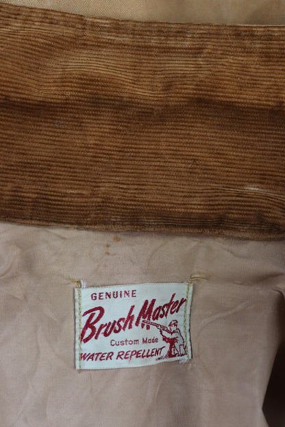 Vintage 1960s workwear jacket - Brush Master - tan brown duck cotton canvas - American hunting - 46” chest