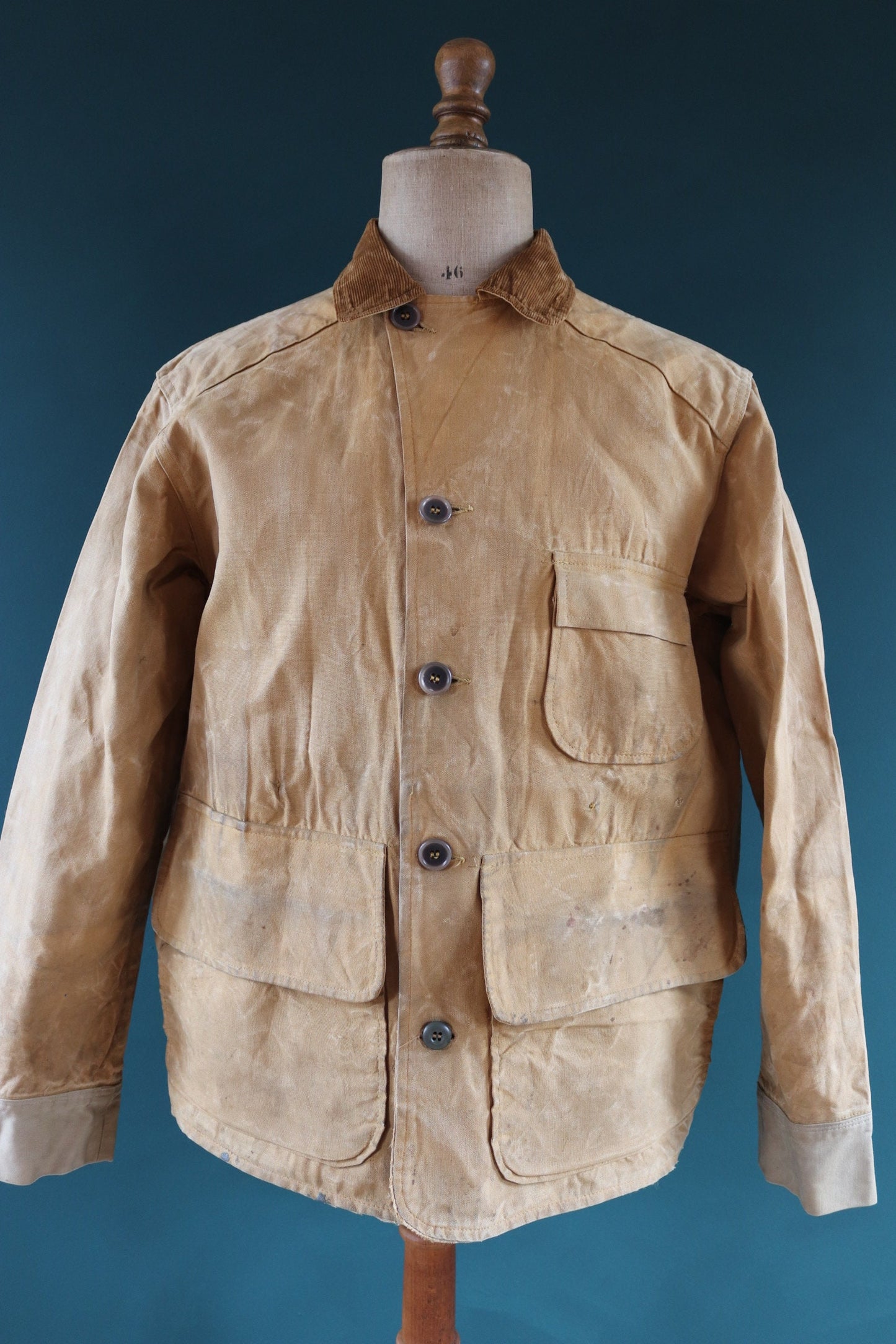 Vintage 1960s workwear jacket - Brush Master - tan brown duck cotton canvas - American hunting - 46” chest