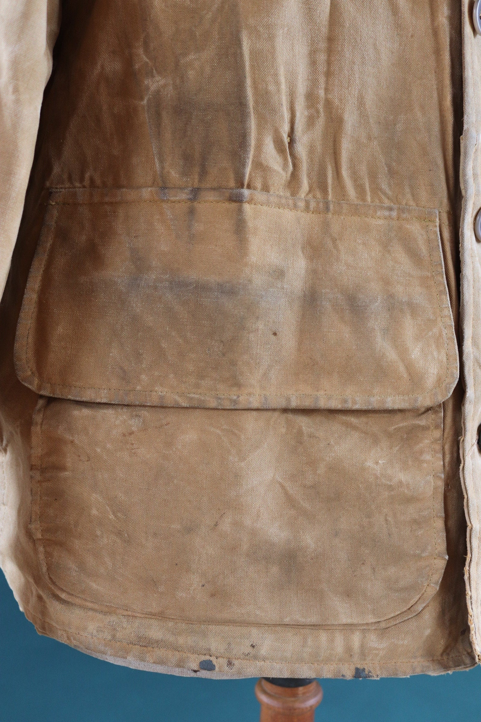 Vintage 1960s workwear jacket - Brush Master - tan brown duck cotton canvas - American hunting - 46” chest