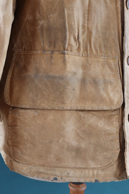 Vintage 1960s workwear jacket - Brush Master - tan brown duck cotton canvas - American hunting - 46” chest