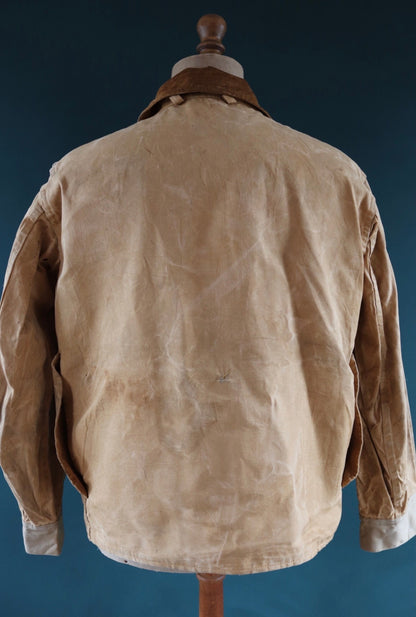 Vintage 1960s workwear jacket - Brush Master - tan brown duck cotton canvas - American hunting - 46” chest