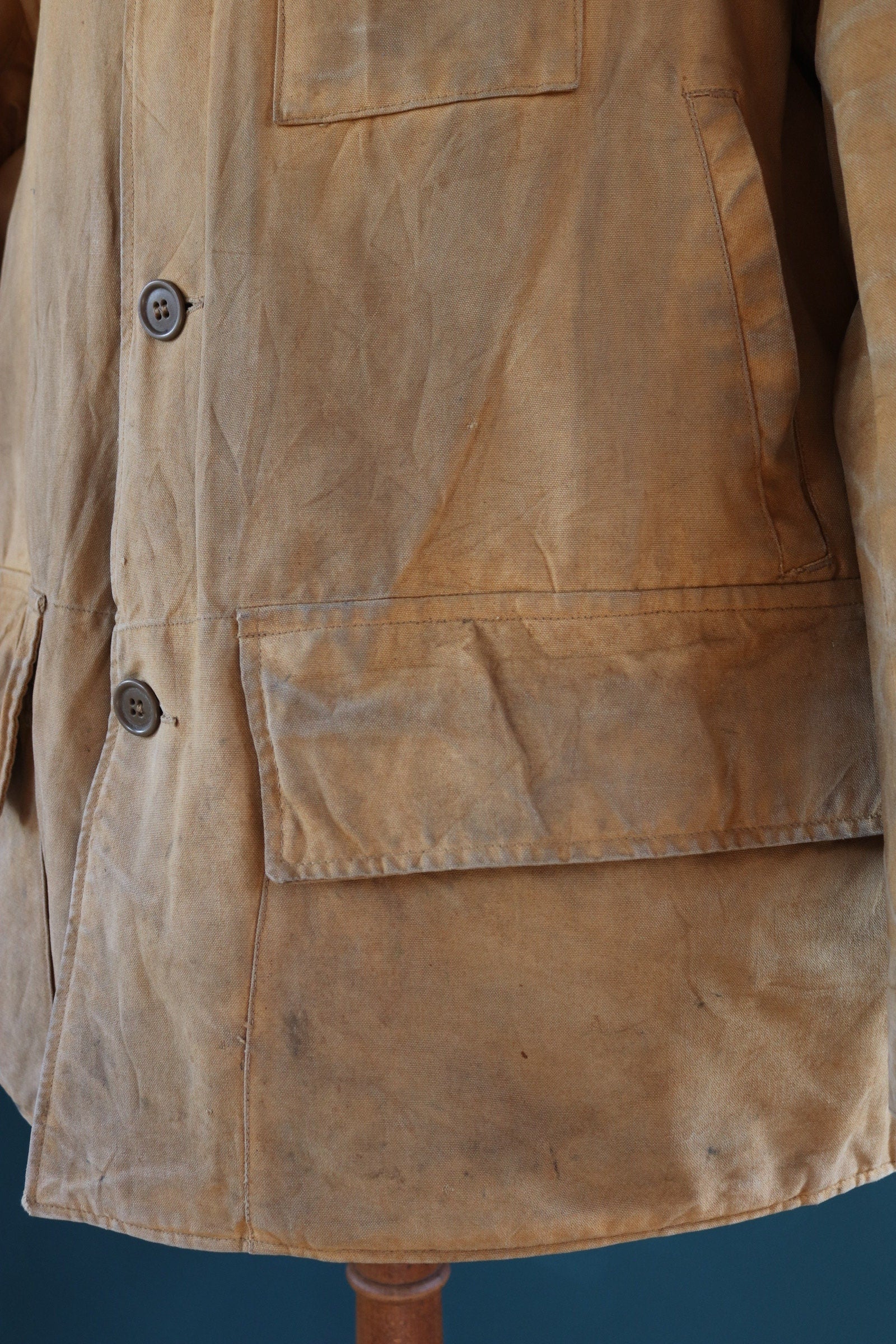 Vintage 1930s 30s Duxbak Utica Mohawk duck cotton canvas work chore hunting shooting jacket workwear 54” chest