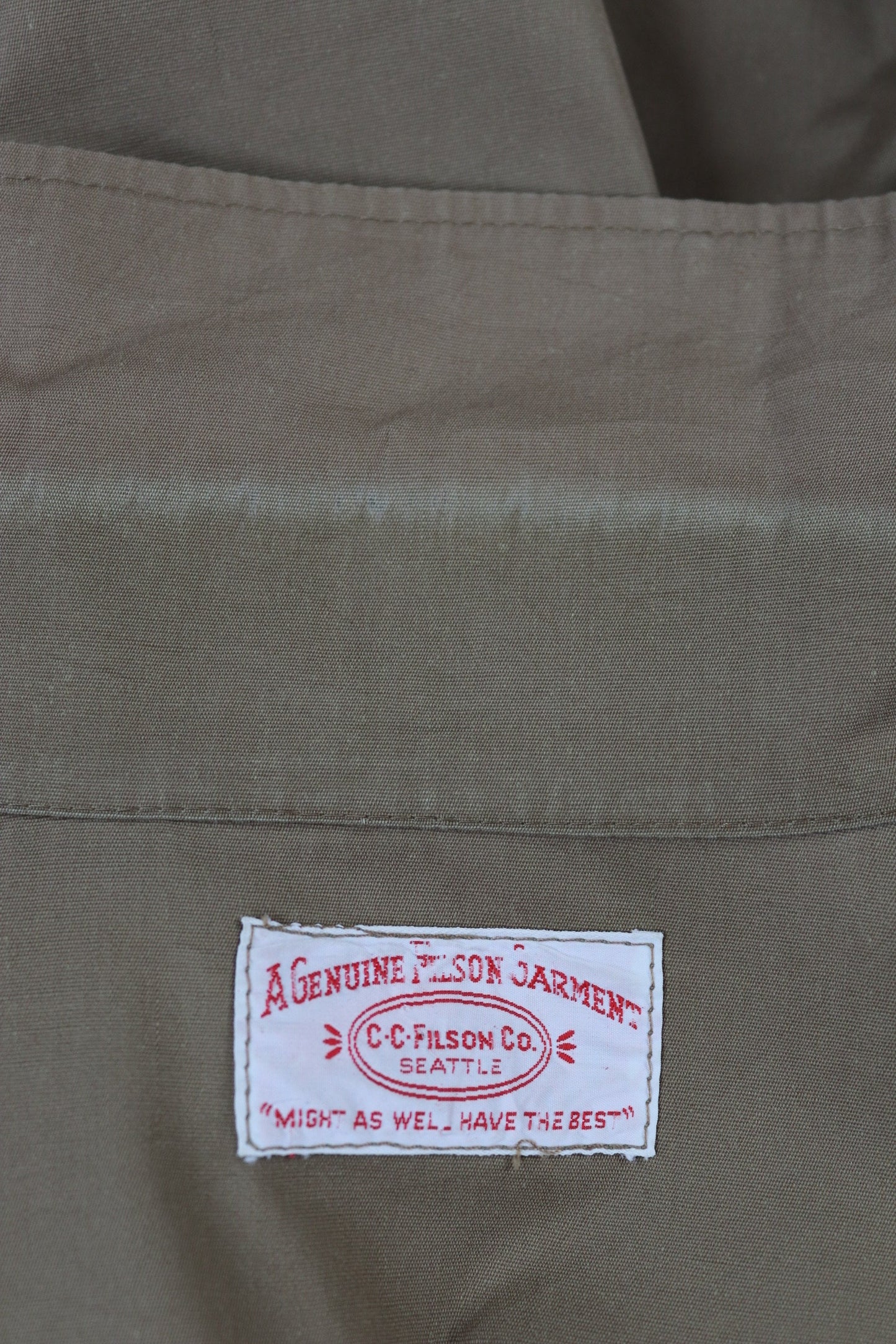 Vintage CC Filson lightweight cotton cruiser shirt jacket 53” chest workwear work chore waterproof hunting CPO