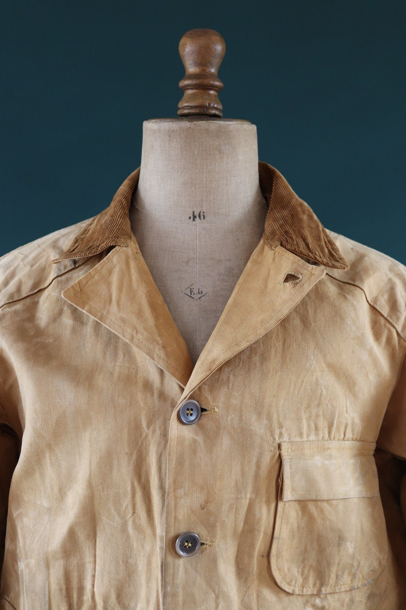 Vintage 1960s 60s Brush Master tan brown duck cotton canvas jacket hunting shooting American 46” chest workwear work chore