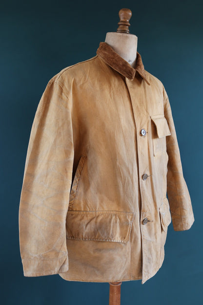 Vintage 1930s 30s Duxbak Utica Mohawk duck cotton canvas work chore hunting shooting jacket workwear 54” chest