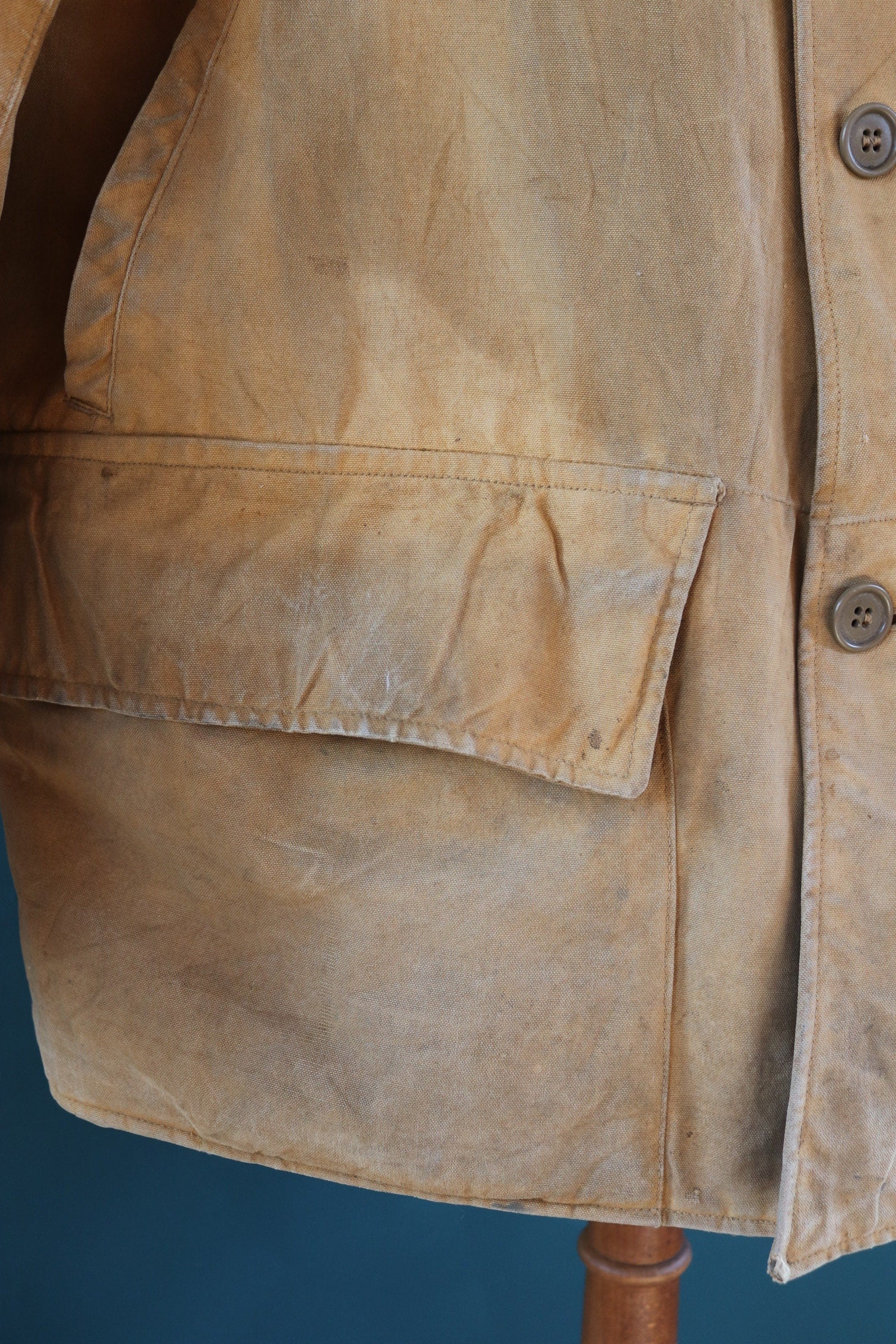 Vintage 1930s 30s Duxbak Utica Mohawk duck cotton canvas work chore hunting shooting jacket workwear 54” chest