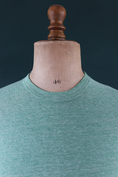 Vintage 1980s 80s 50/50 green marl sportswear plain paper thin t shirt 38” chest surf sports