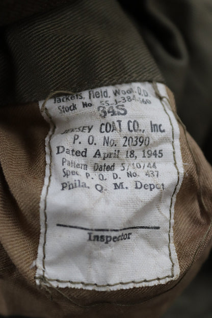 Vintage 1940s 40s 1945 WW2 US army military Ike field jacket blouson khaki wool 40" chest
