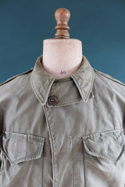 Vintage 1940s 40s US army military M-43 M43 M 43 field utility jacket olive green WW2 45” chest