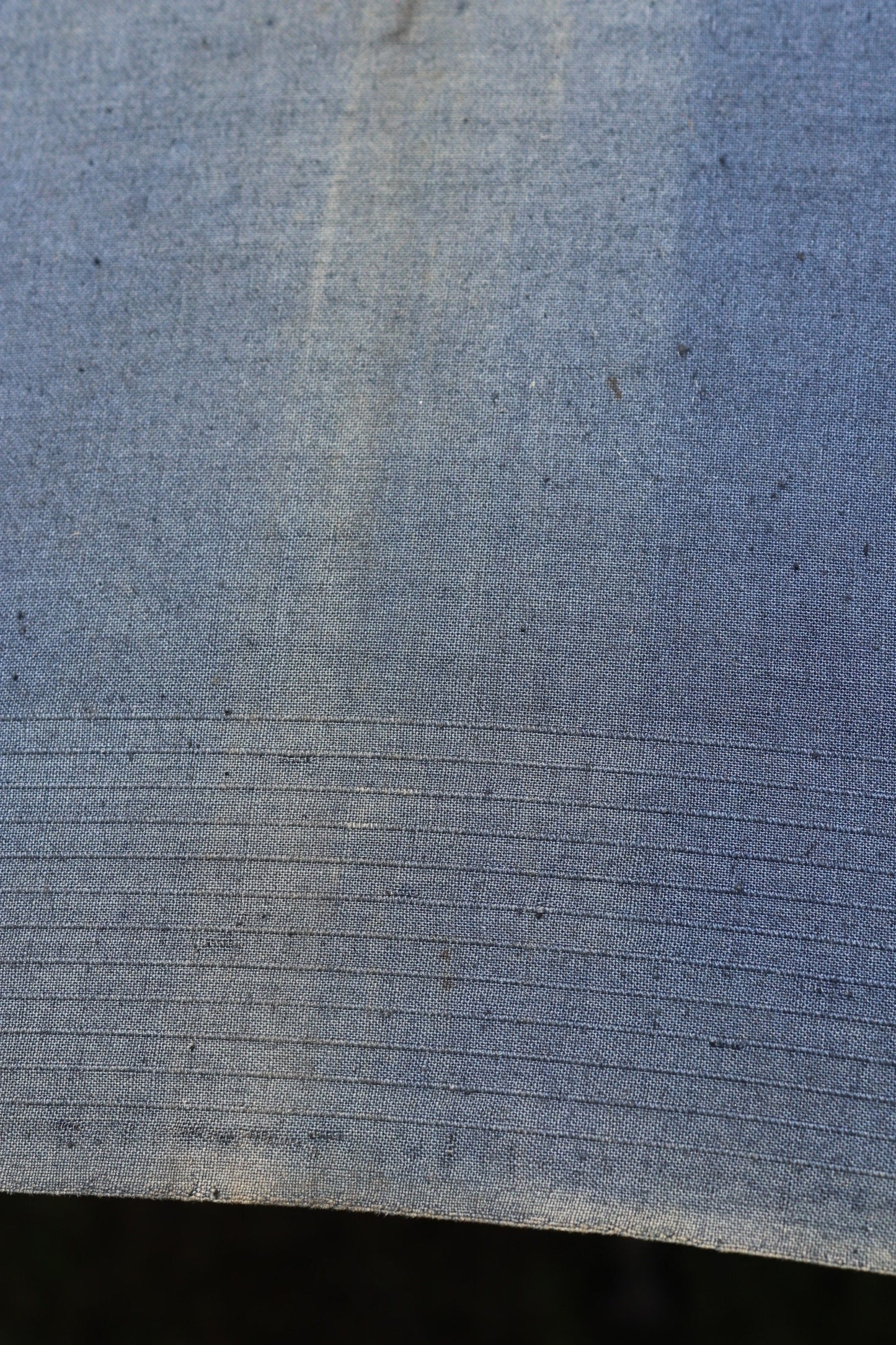 Vintage 1920s French indigo parasol - sun faded cotton umbrella - antique workwear