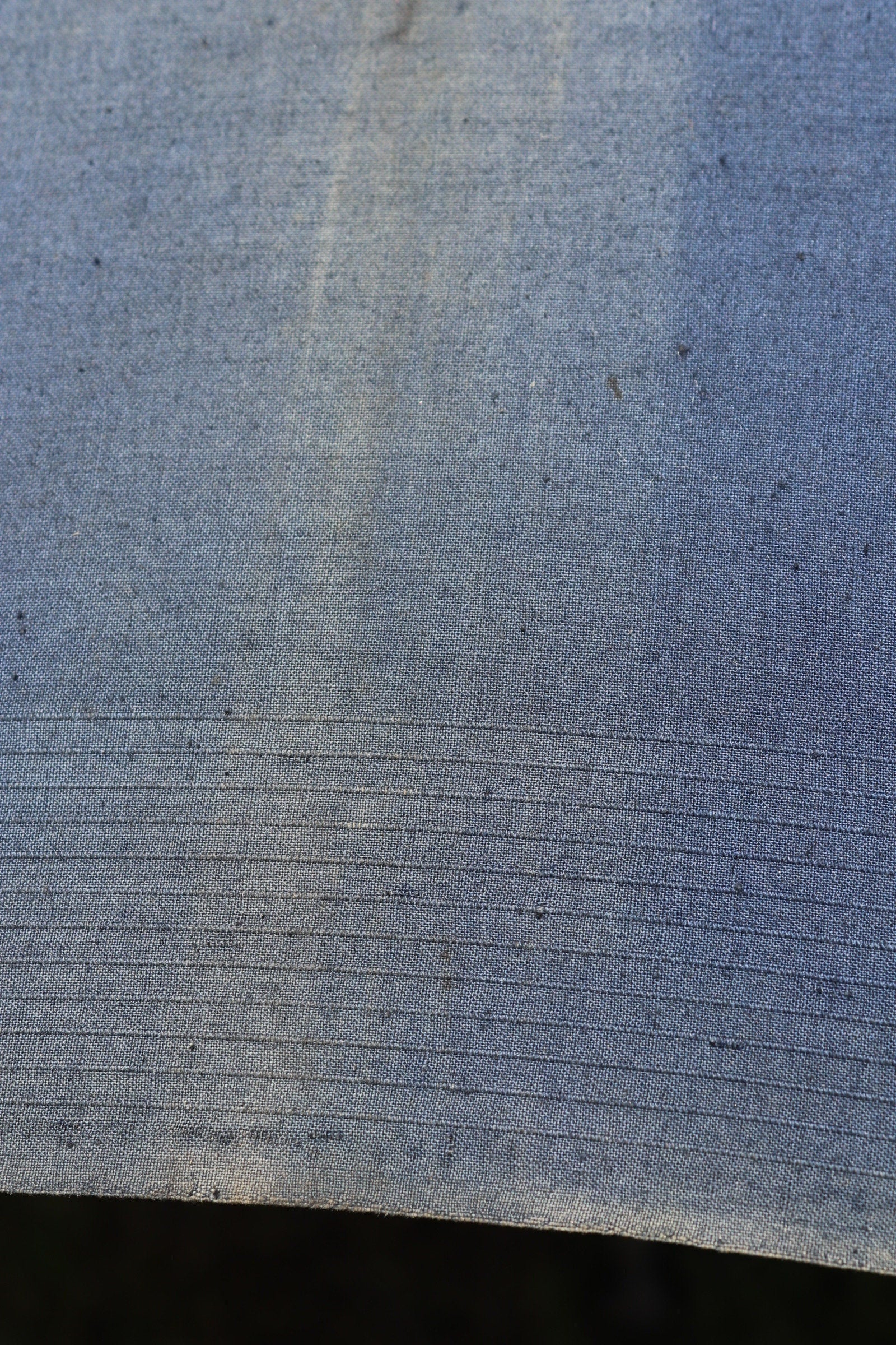 Vintage 1920s French indigo parasol - sun faded cotton umbrella - antique workwear