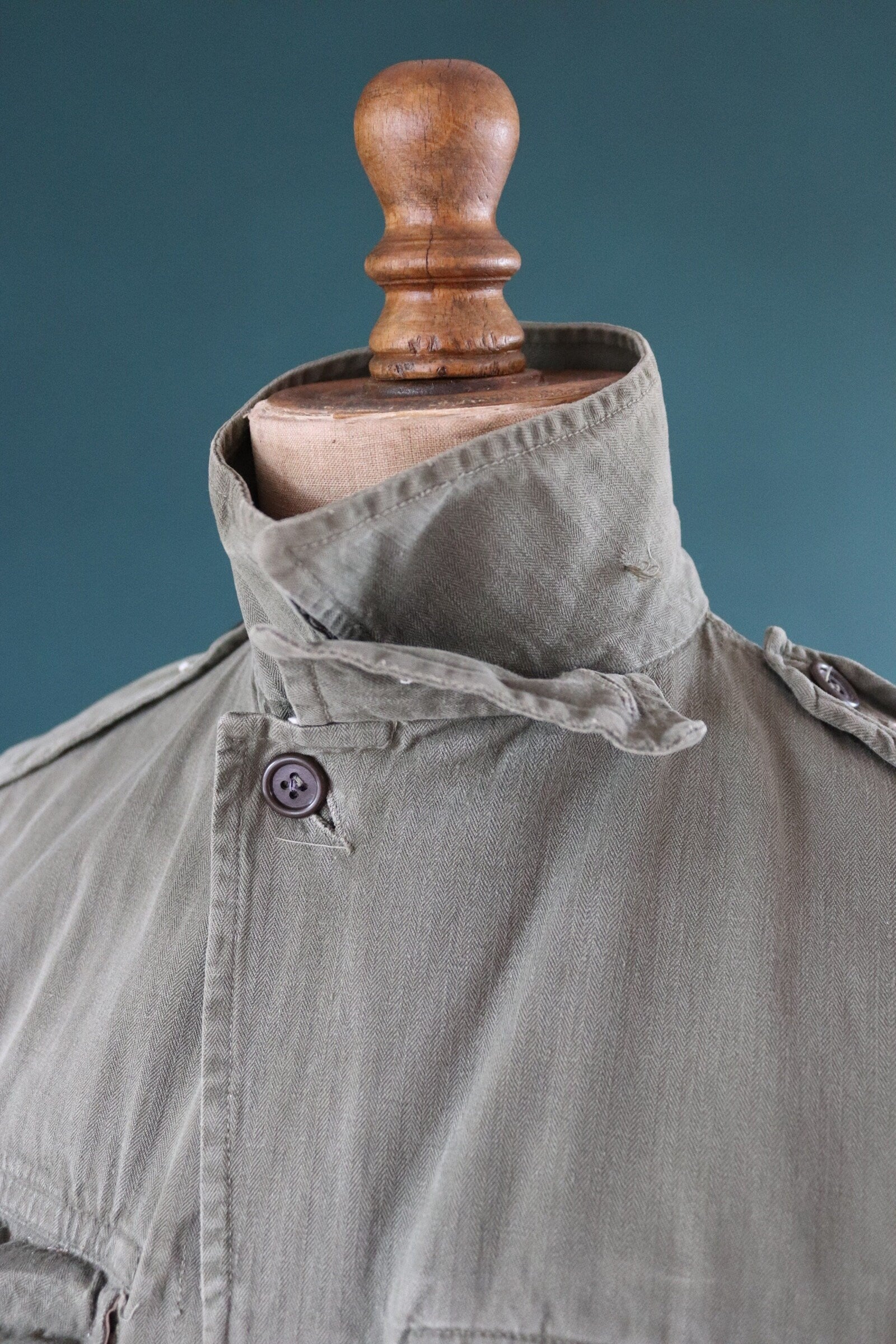 Vintage 1950s French M47 army jacket - HBT military - 41