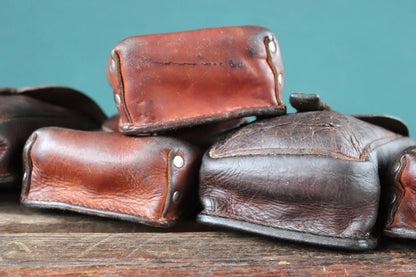 Vintage brown leather bag pouch hip belt 1930s 30s 1940s Swedish army military tool hand stitched riveted festival garden
