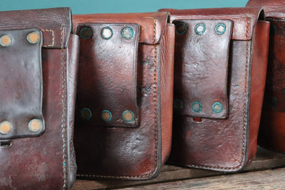 Vintage brown leather bag pouch hip belt 1930s 30s 1940s Swedish army military tool hand stitched riveted festival garden