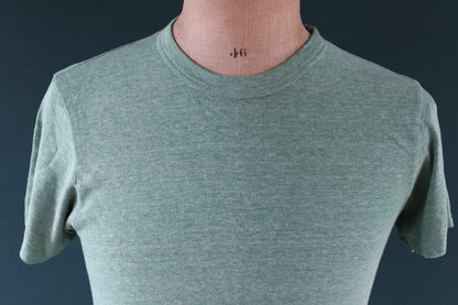 Vintage 1980s 80s 50/50 green marl sportswear plain paper thin t shirt 38” chest surf sports