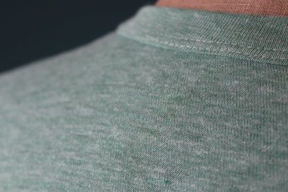 Vintage 1980s 80s 50/50 green marl sportswear plain paper thin t shirt 38” chest surf sports